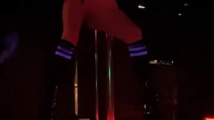 Stripper warming up on the stage