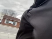 Stroking my bulge on busy street (I NEED a NASTY BITCH !) 