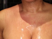 Horny Latina With Big Tits And Big Ass In The Shower Playing with Wet Pussy