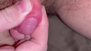 Gay transman pumps his clitdick 