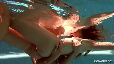 Olla Oglaebina and Irina Russaka sexy nude girls in the pool