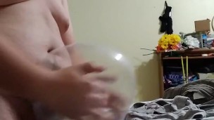 Chubby bottom uses homemade sex toy