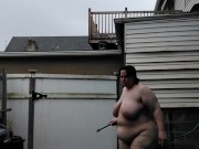 Naked in the rain