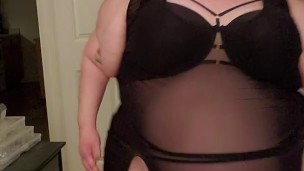 SSBBW in lingerie doing a strip tease and shaking big ass