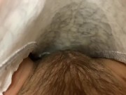 Peeing in panties inside a diaper 12/16