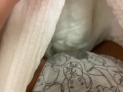 Peeing in panties inside a diaper 4/16