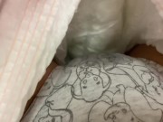 Peeing in panties inside a diaper 6/16
