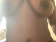 Big tit Ebony fucking dildo