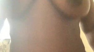 Big tit Ebony fucking dildo