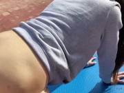 Fit Spanish Erasmus student in yoga pants fucked at the rooftop after nice workout 12/16