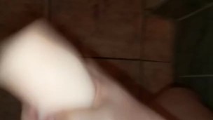 Big cumshot in public toilet