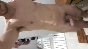 Almost Caught Jerking Big Cock in Locker Room