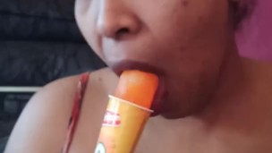 She loves to lick and suck icecream