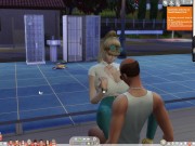 The Sims 4:6 people gym weightlifting machine training sex 10/16