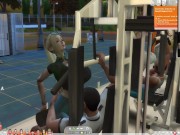 The Sims 4:6 people gym weightlifting machine training sex 12/16