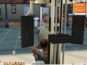 The Sims 4:6 people gym weightlifting machine training sex 15/16