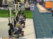 The Sims 4:6 people gym weightlifting machine training sex 16/16