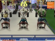 The Sims 4:6 people gym weightlifting machine training sex 3/16