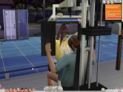 The Sims 4:6 people gym weightlifting machine training sex 8/16