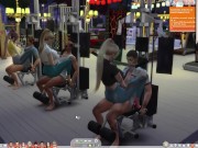 The Sims 4:6 people gym weightlifting machine training sex 9/16
