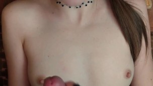 Sweet Girl Handjob Big Dick To Cum on Tits - Sexy Amateur POV