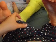Amateur teen footjob BWC while on the phone 2/16