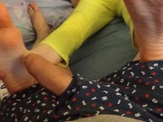 Amateur teen footjob BWC while on the phone 3/16