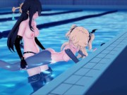 Beidou strapon fucks Fischl in the pool 9/16