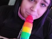 BBW submissive neko girl xxkittens hardcore BJ training gagging & crying with nipple clamps & collar