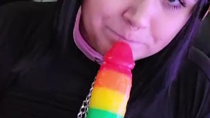 BBW submissive neko girl xxkittens hardcore BJ training gagging & crying with nipple clamps & collar