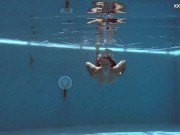 Chubby babe Puzan Bruhova swims naked in the pool 4/16