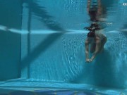 Chubby babe Puzan Bruhova swims naked in the pool 7/16