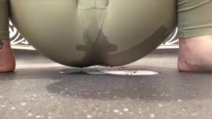 Slut Pisses through Yoga Pants