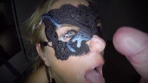 Throat fucking as she fucks herself with a big dildo in her ass and gives her an facial