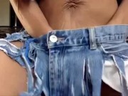 Ginger MoistHer TuxTeeDo and JeanSkirt camgirl tease 14/16