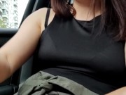 Дрочу и кончаю в машине рядом проходят люди 8/16