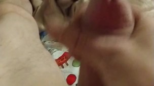 Strong Cumshot, While Masterbating in Bed