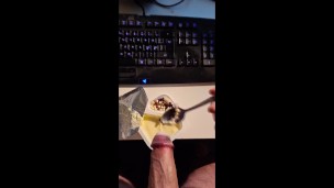 BLUE COLLAR JOHN WANKING WITH YOGURT THEN EAT IT