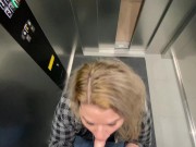 Couple Almost Caught Blowjob and Fucking in Public Elevator 3/16