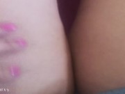 Legs, feet, and pussy play in short jean skirt!  5/16