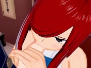 Erza Scarlet bathroom blowjob