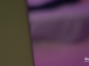 Step sister step brother jerking off then help him to cum with sexy fishnet  1/16