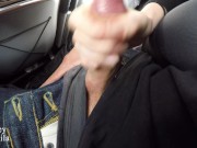 Risky public handjob on a plane - huge cumshot (real amateur couple)