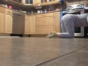 She cleans the floor and her clothes disappear! Jerk off and cum before she's done 3/16