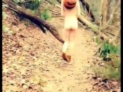 Petite hiking fully naked through Public Waterfall Trail (Full Version) 8/16