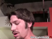 Redhead babe jerks off two horny studs 8/16