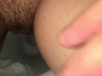 She was so desperate to pee after sex, but her swollen pussy & clit only allowed her a few dribbles 