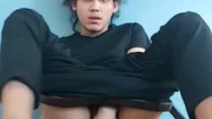 Kinky hair Hispanic teen feels himself in black pants