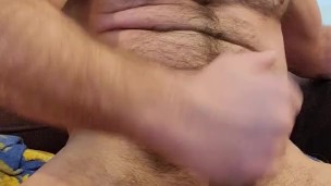 Muscle bear delivers explosive cumshot