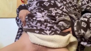 Nerdy Girl Masturbates with Big Sweater On